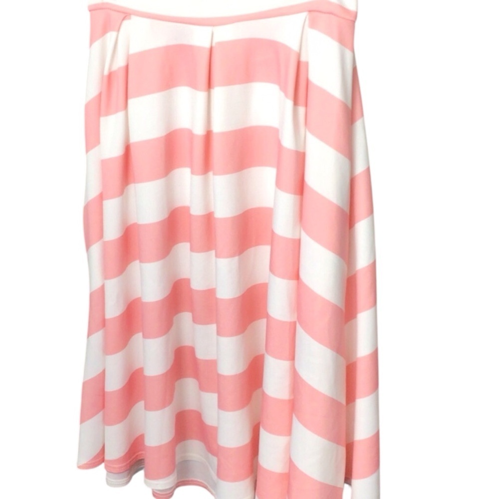 12 Pm By Mon Ami Pink and White Striped A-Line Skirt